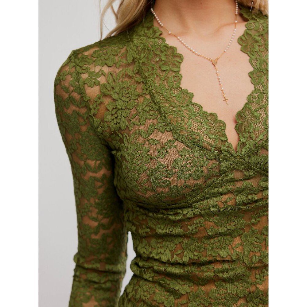 FREE PEOPLE All Day Lace Long Sleeve / Terrarium - Picture 4 of 6